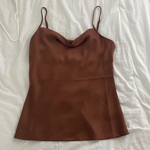 Express Rust Cowl Silk Tank Top (S)